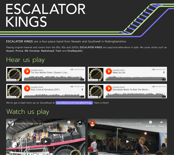 Escalator Kings website